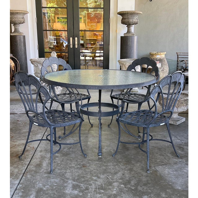 Vintage Brown Jordan Aluminum Outdoor Round Table With Four Chairs For Sale - Image 11 of 13