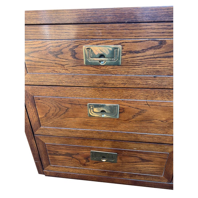 Brown Henredon Scene 1 Campaign Style Compact Dresser Brass Hardware For Sale - Image 8 of 12