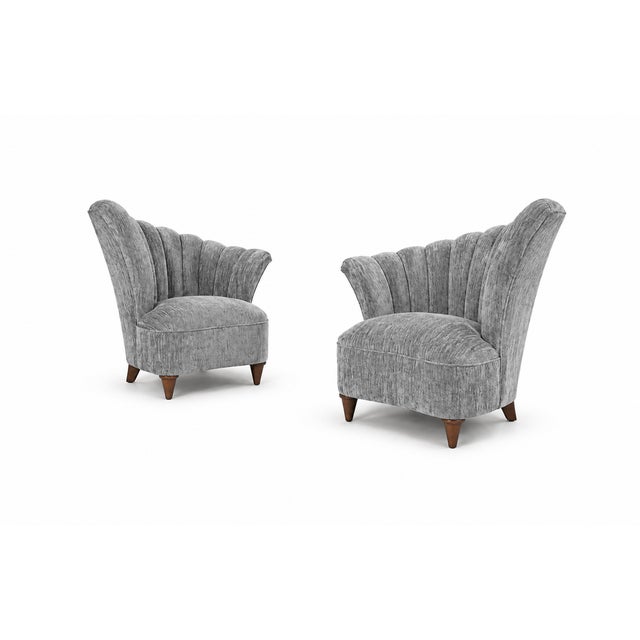 Mid-Century Modern MCM Asymmetrical Lounge Chairs Newly Reupholstered - 2 For Sale - Image 3 of 4