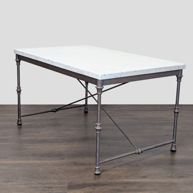 2010s Crate and Barrel Marble Top Dining Set With 4 Chairs For Sale - Image 5 of 8