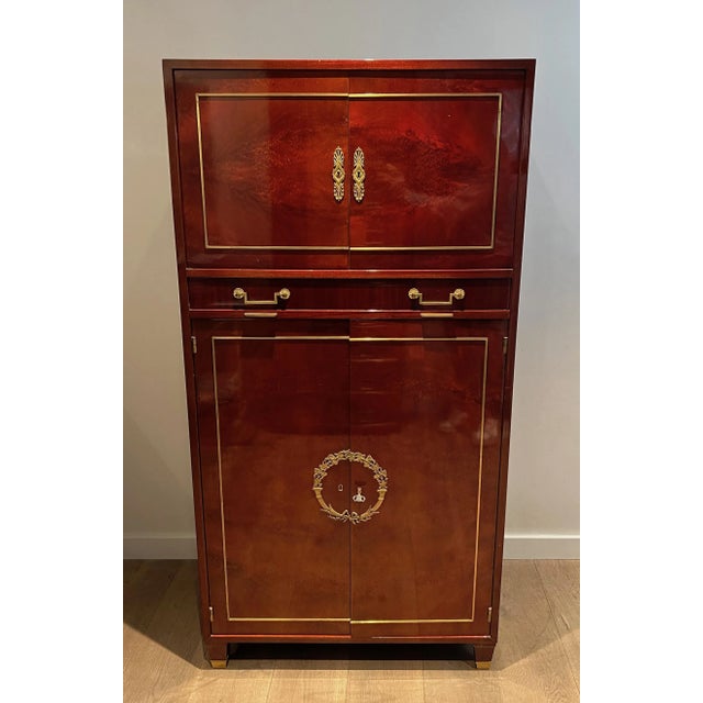 1970 Empire Style Desk in Flamed Mahogany in the Style of Aldo Tura For Sale - Image 12 of 12
