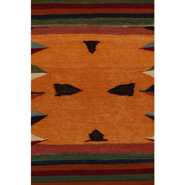 1980s 1980s Vintage Sofreh Kilim Rug in Orange With Colorful Tribal Stripe Patterns For Sale - Image 5 of 7