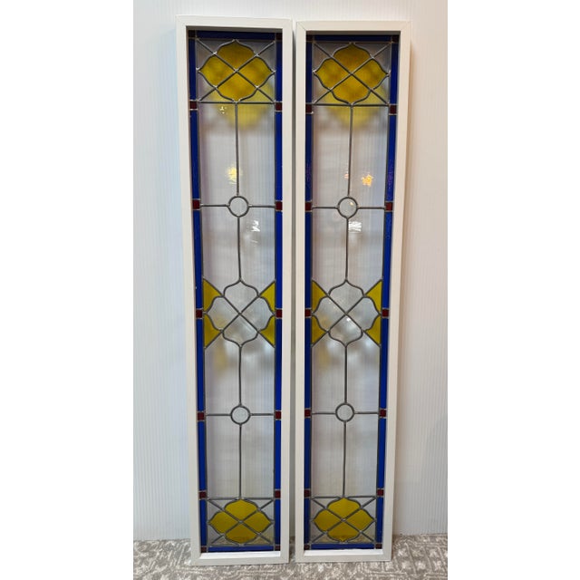 Victorian Style Stained Glass Panels, Pair For Sale - Image 4 of 12