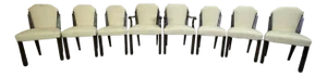 Set of 8 Vintage Art Deco Style Dining Chairs in Ivory Suede-Like Upholstery & Dark Mahogany Frames