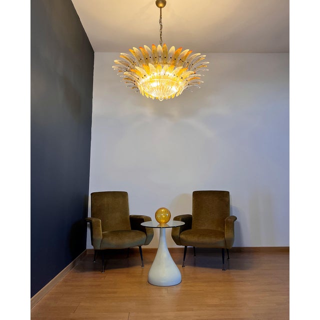Mid-Century Modern Murano Chandelier in Amber and Clear Glasses, 1990s For Sale - Image 3 of 18