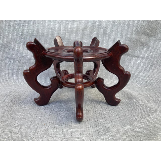 Brown Vintage Rosewood Vase Jar Stand For Sale - Image 8 of 10