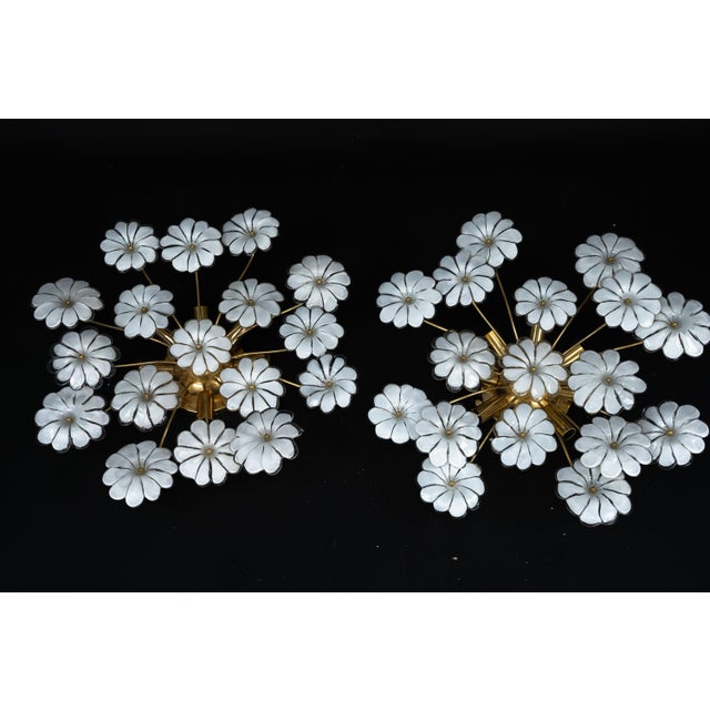 Murano White Flower Ceiling Lamps, Italy, 1980s, Set of 2 For Sale - Image 14 of 18