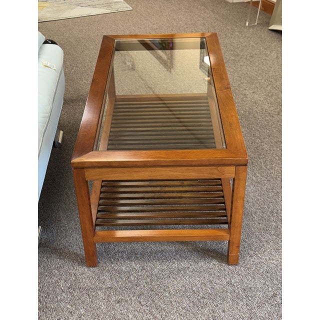 Traditional Vintage Stickley Glass Top Cocktail or Coffee Table For Sale - Image 3 of 17