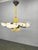 Czech Art Deco Brass Opaline Glass Chandelier, 1940s For Sale - Image 3 of 11