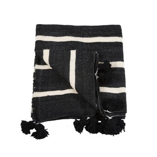 Queen Size Moroccan Pom Pom Blanket For Sale