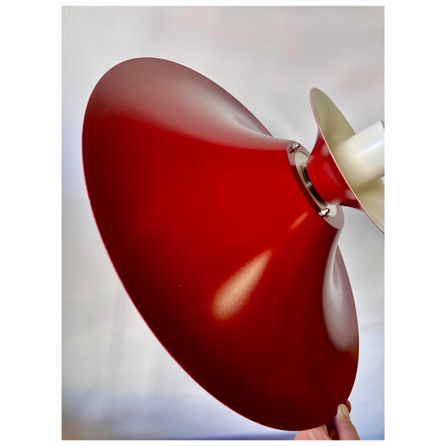 Mid-Century Modern Large Scandiavian Burgundy Pendant Lamp from Lyfa, Denmark, 1970s For Sale - Image 3 of 11