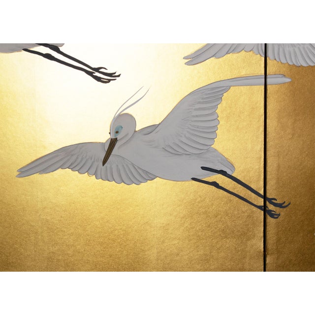2000 - 2009 "Wave and White Herons" by Sekko, Heisei Era Japanese Byobu Screen For Sale - Image 5 of 18