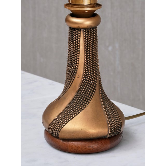 1960s Bronze Table Lamp with Beaded Texture by Giovanni Ottaviani, Italy, 1960s For Sale - Image 5 of 11