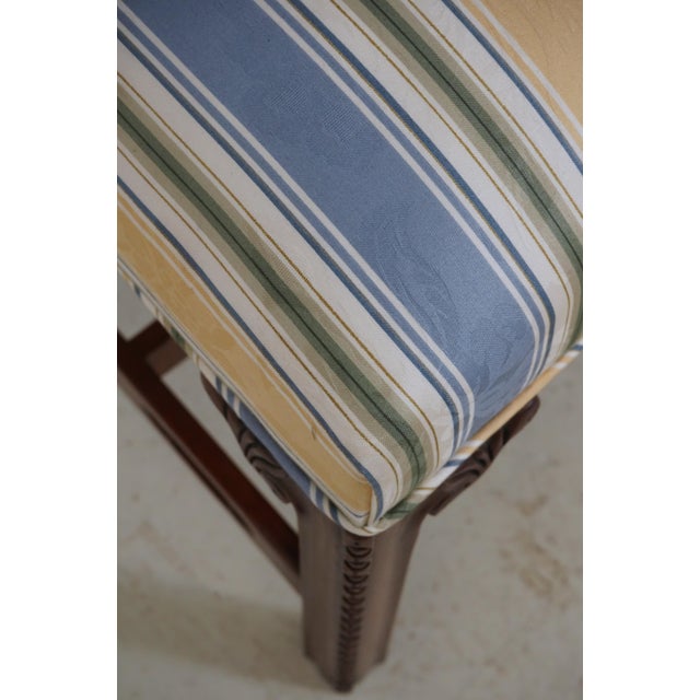 Southwood Chippendale Mahogany Bench W. Damask Upholstery For Sale - Image 10 of 15