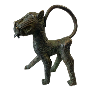 Vintage Benin Leopard Bronze Nigeria African 5.75" H