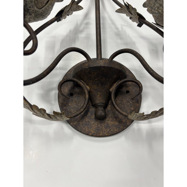 Art Deco Silver-Leaf and Copper Tone Metal Two Arms Wall Sconces - Set of 2 For Sale - Image 3 of 9