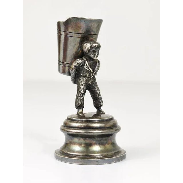 Art Nouveau Silver Toothpick Holder Displaying a Boy at Grape Harvest, 1920s For Sale - Image 9 of 11