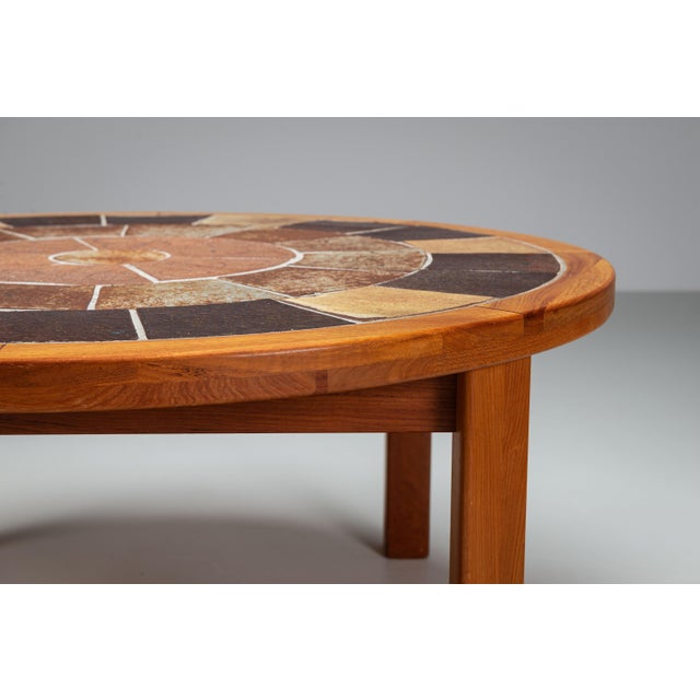 Oak and Ceramic Coffee Table by Tue Poulsen for Haslev, 1960s For Sale - Image 12 of 14
