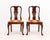 Pair of Queen Anne Style Flame Mahogany Side Chairs, each with vasiform splat and striped fabric upholstered seat. 39" H x...