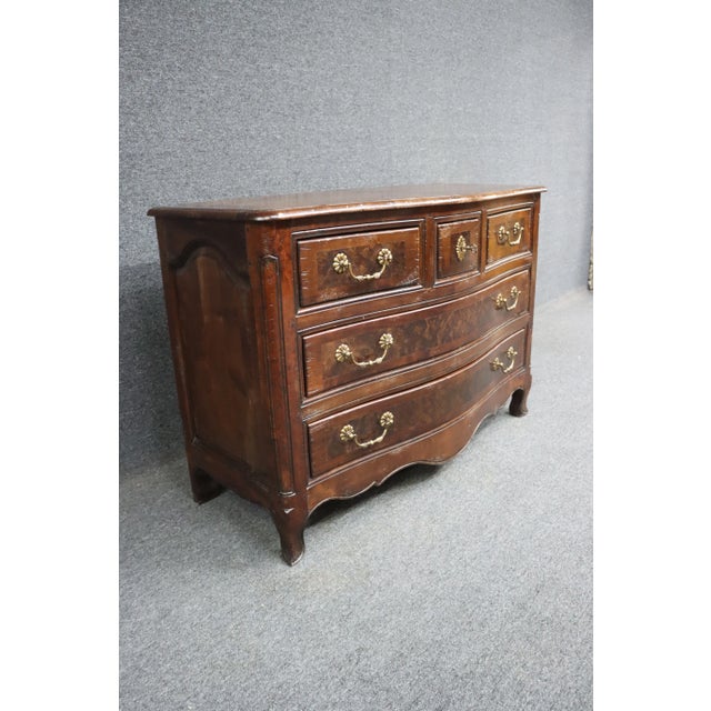 Late 19th Century Rustic Country French commode in Cherry and burl Walnut. *brass hardware *dovetailed drawers *distressed...