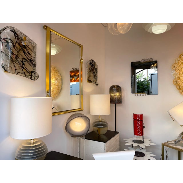 Pair of Mirrors Brass Disc Gray Tinted Glass by Modernindustria, Italy, 1970s For Sale - Image 12 of 13