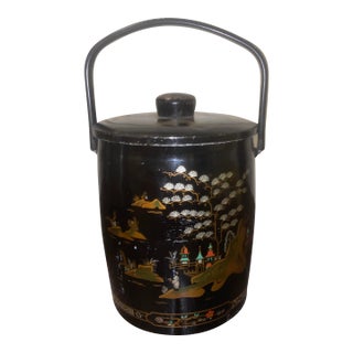 Vintage Chinoiserie Ice Bucket by Baret & Co. From England, China Gardens For Sale