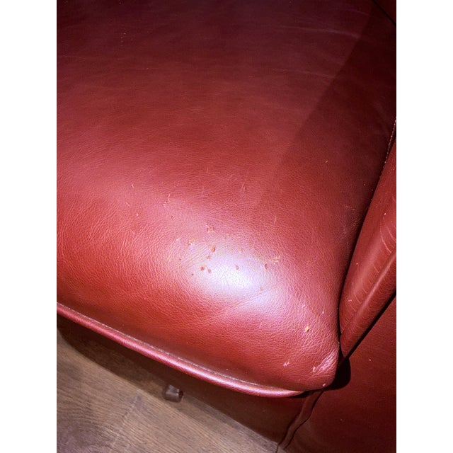 Pair of Vintage Hancock & Moore Burgundy Leather Swivel Lounge Chairs With Matching Ottomans, 1988 For Sale - Image 12 of 18