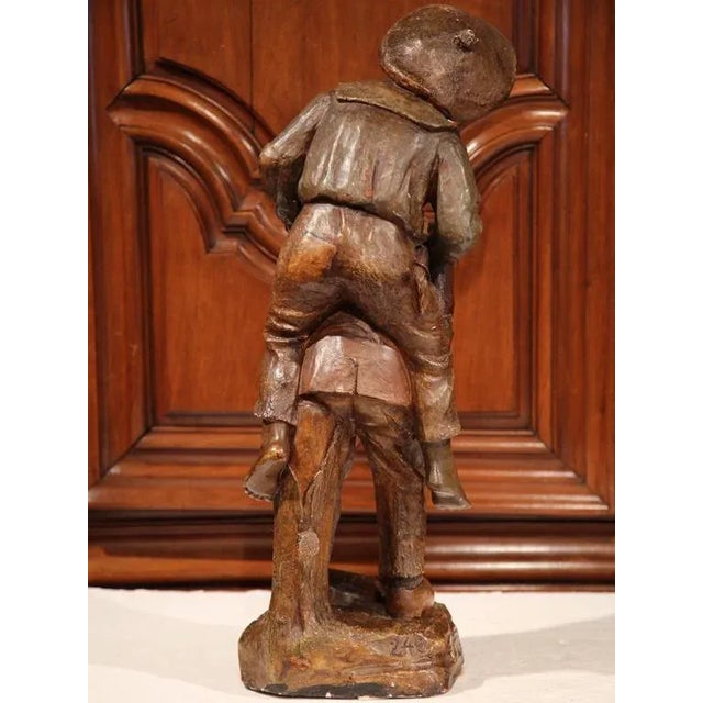 Wood 19th Century Belgium Polychrome Terracotta Sculpture For Sale - Image 7 of 10