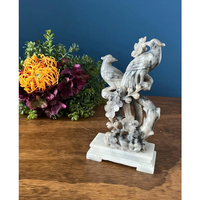 Stone Vintage Hand Carved Stone Phoenix Birds Sculpture For Sale - Image 7 of 15