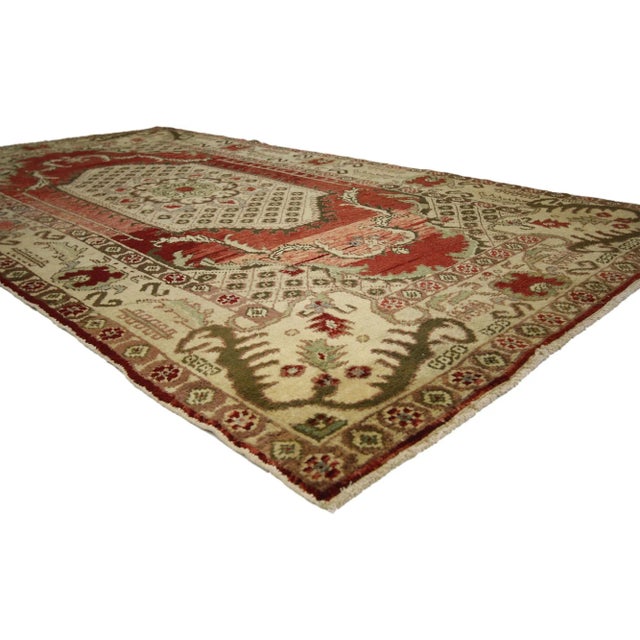 Vintage Turkish Oushak Gallery Rug with Classic Medallion and Corner Motif 04'09 x 09'00. This opulent Turkish Oushak rug...