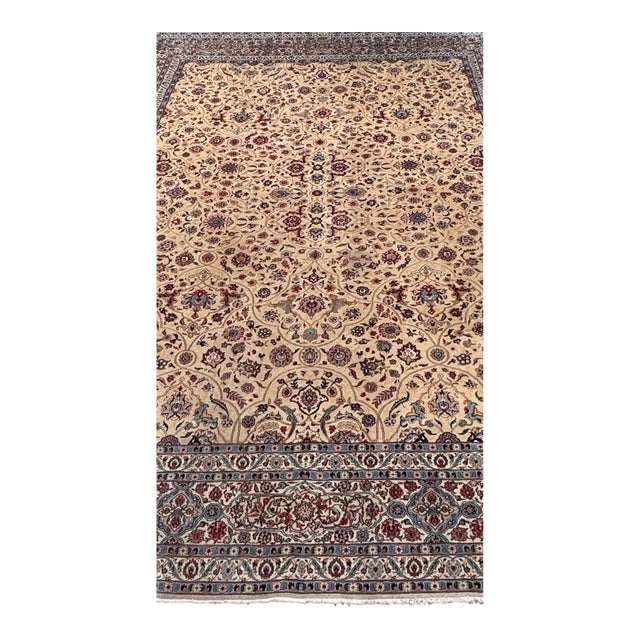 Vintage Signed Kashan Carpet For Sale