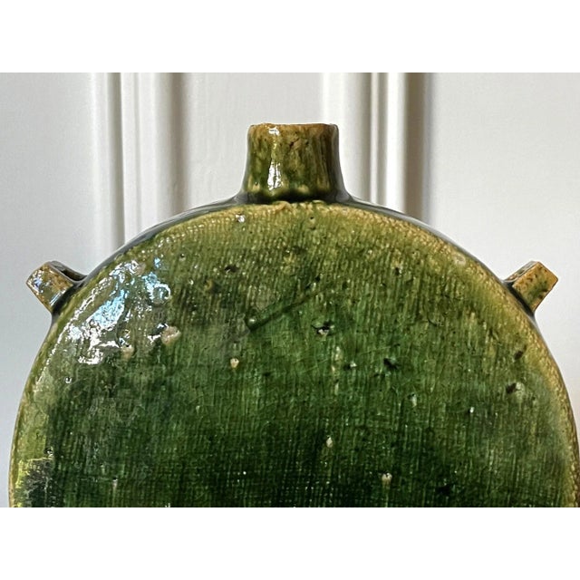 Early 21st Century Modern Japanese Studio Pottery Oribe Moon Flask Vase by Ken Matsuzaki For Sale - Image 4 of 13