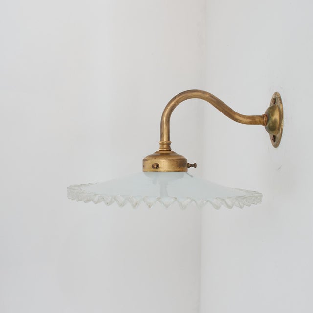 Vintage French Coolie Milk Glass Kitchen Task Wall Light, 1920s For Sale - Image 3 of 7