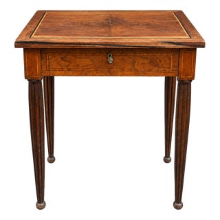 19th Century French Louis XVI Marquetry Side Table with Hidden Mirror, Late For Sale