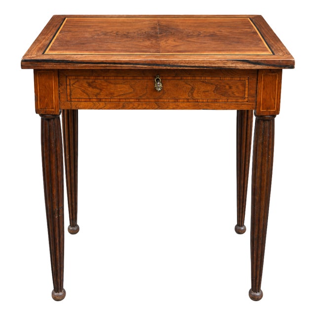 19th Century French Louis XVI Marquetry Side Table with Hidden Mirror, Late For Sale