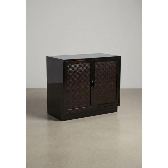 Wood Mid-Century Modern Mahogany Basketweave Cabinets Side Tables Att. To Lane - Pair For Sale - Image 7 of 12