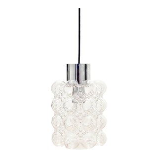 1960s Mid-Century Modern Bubble Glass & Chrome Pendant Light by Helena Tynell for Limburg, Germany For Sale