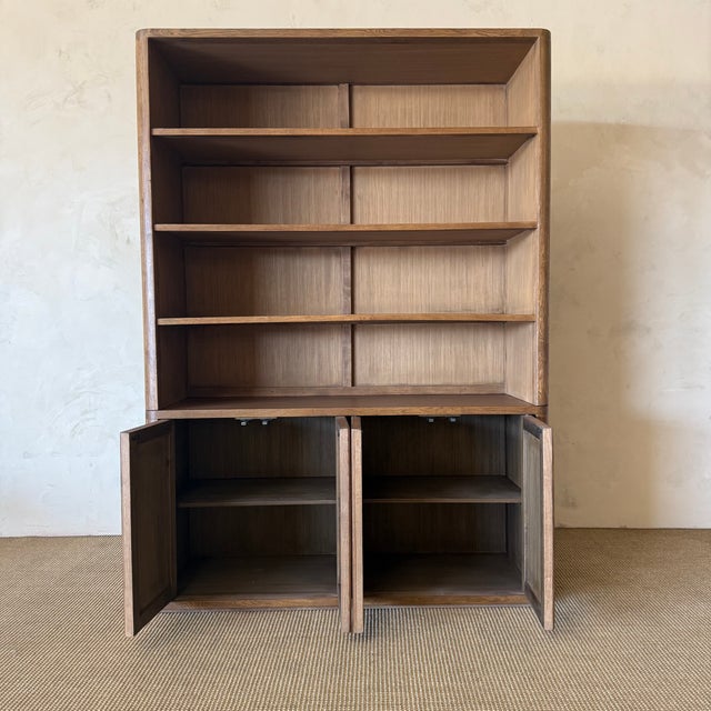 Size: 60" x 20"D x 84"H Int. Doors: 24"W x 17"D x26.5"H Shelves: 55"W x 18.5"D x 12"H Bottom Height: 30" Wood Species: Oak...
