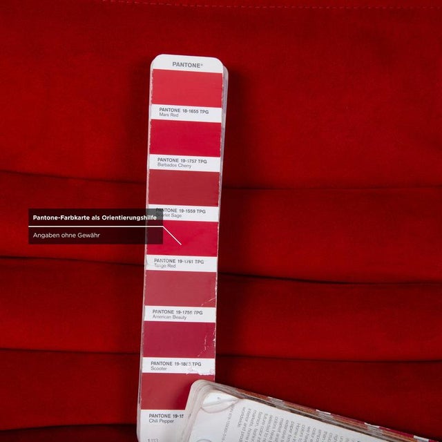 Togo Fabric Three-Seater Sofa Couch in Red by Michel Ducaroy for Ligne Roset For Sale - Image 9 of 13