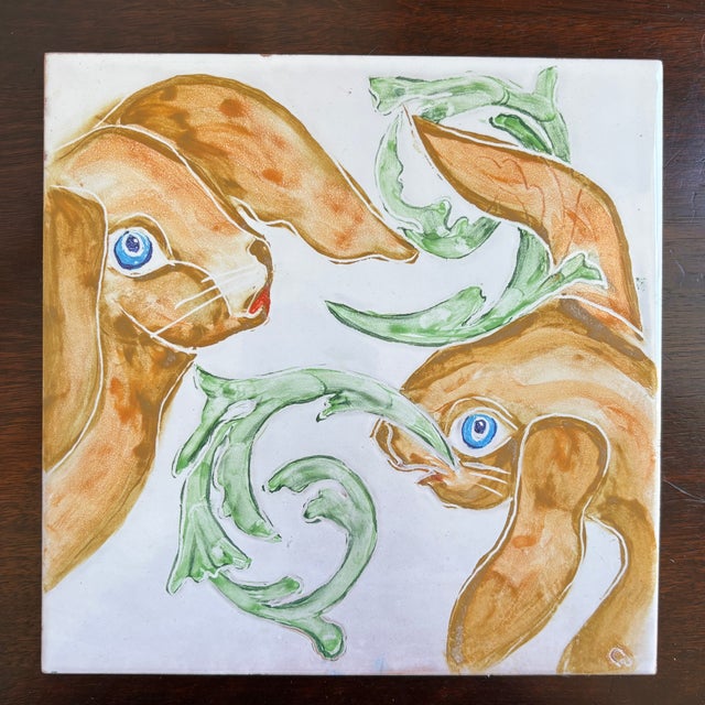 Vintage Hand Painted Italian Decorative Tile For Sale - Image 16 of 16