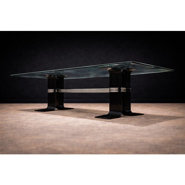1970s Dining Table in Iron, Chrome, & Glass, Forma, 1970s For Sale - Image 5 of 12