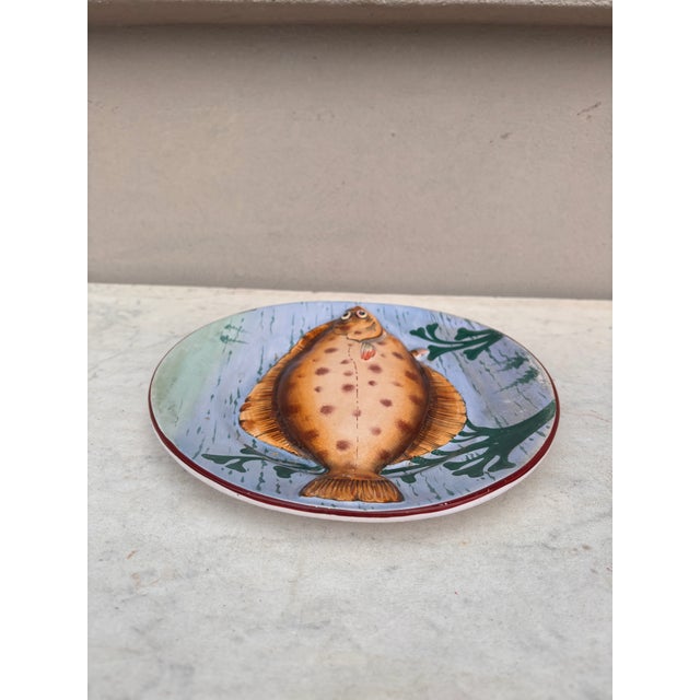 19th Century Majolica Porcelain Flounder Fish Wall Platter For Sale - Image 4 of 6