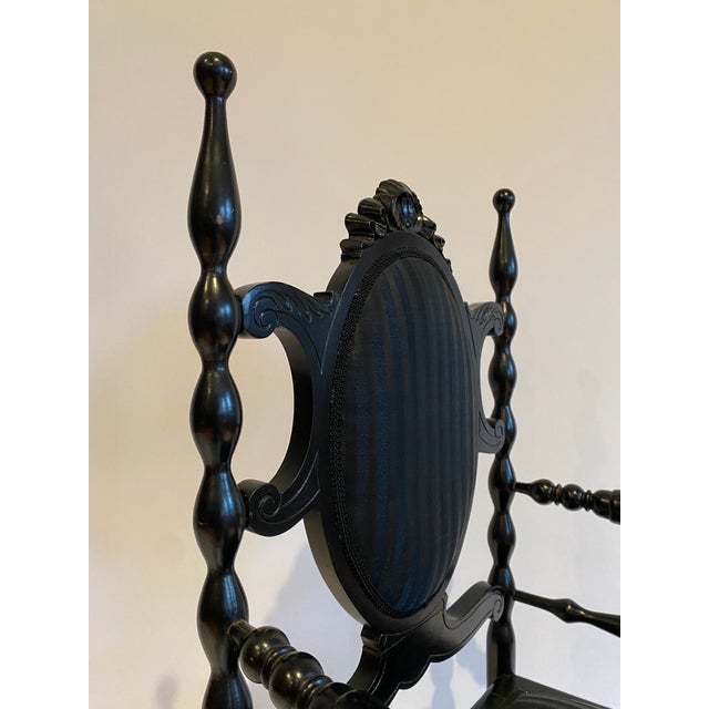 Vintage Painted Black Wood Armchair For Sale In New York - Image 6 of 9