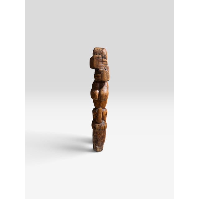 Brown 1960s Monumental 51” Hand-Carved Solid Wood African Fertility Figure Sculpture For Sale - Image 8 of 8