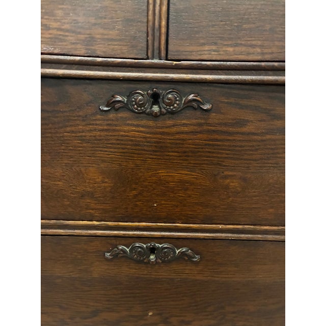 Victorian Antique Vintage Victorian Solid Tiger Oak Wood Accent Dresser Chest of Drawer For Sale - Image 3 of 12