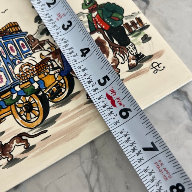 Vintage Handpainted Tiles of Scenes From Germany - Set of 4 Tiles - 2 Scenes For Sale - Image 10 of 12
