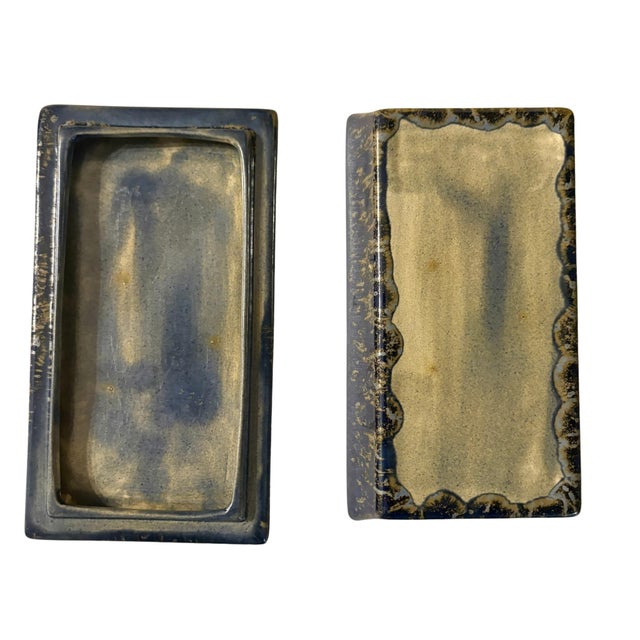 1960s Speckled Blue Mid 20th Century Ceramic Box For Sale - Image 5 of 10