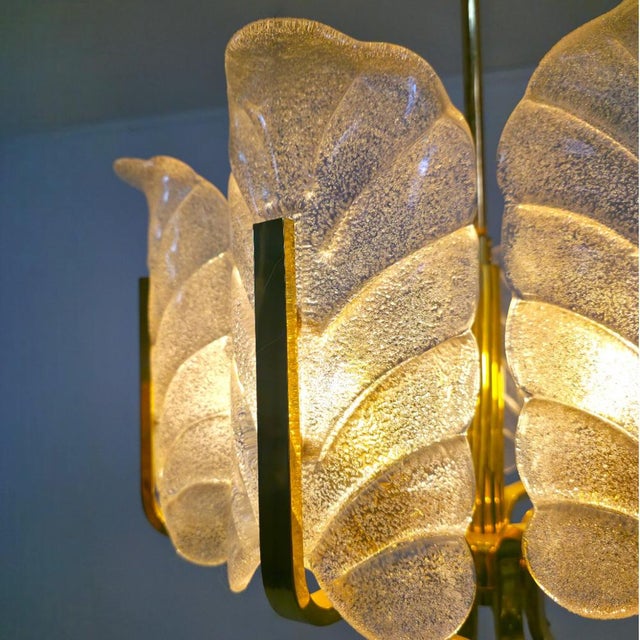 Murano Glass Leaf and Brass 8-Light Chandelier by Carl Fagerlund for JBS For Sale - Image 9 of 13