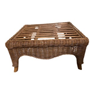 McGuire Palm Beach Style Rattan Ottoman Braided For Sale