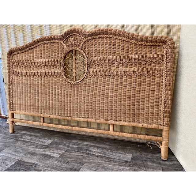 Polo Ralph Lauren Boho Coastal Style Wicker King Size Bed Headboard. Circa 1990s For Sale In Miami - Image 6 of 18
